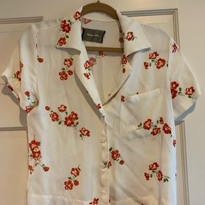 Reformation Cuba Top, white Floral Print